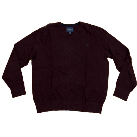 Men’s American Eagle Classic Fit V-Neck Maroon Sweater - Picture 1 of 8
